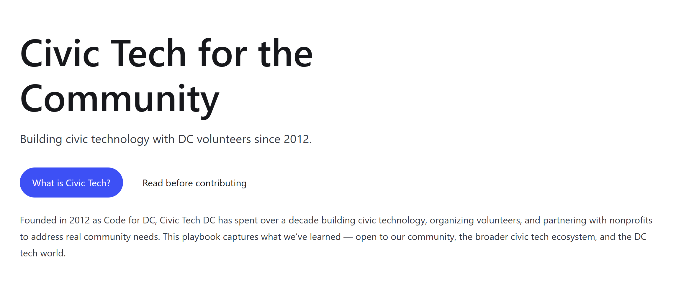 Making a playbook for Civic Tech DC